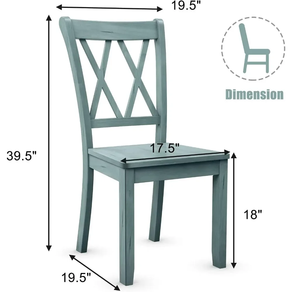 Set of 4 Dining Chairs, Rubber Wood Dining Room Chair, Farmhouse Dining Side Chairs, Max Load 400 Lbs, Wooden Kitchen Chairs