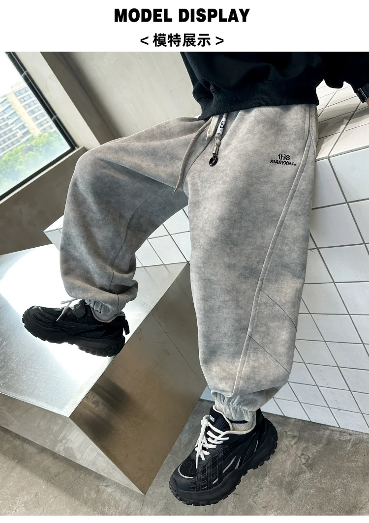 2026 Lässige Kinderhosen für Jungen von 10 bis 12 Jahren, Einfarbige Herbst-Jogginghosen, Bequeme Schul- und Sporthosen für Kinder – Detail 2