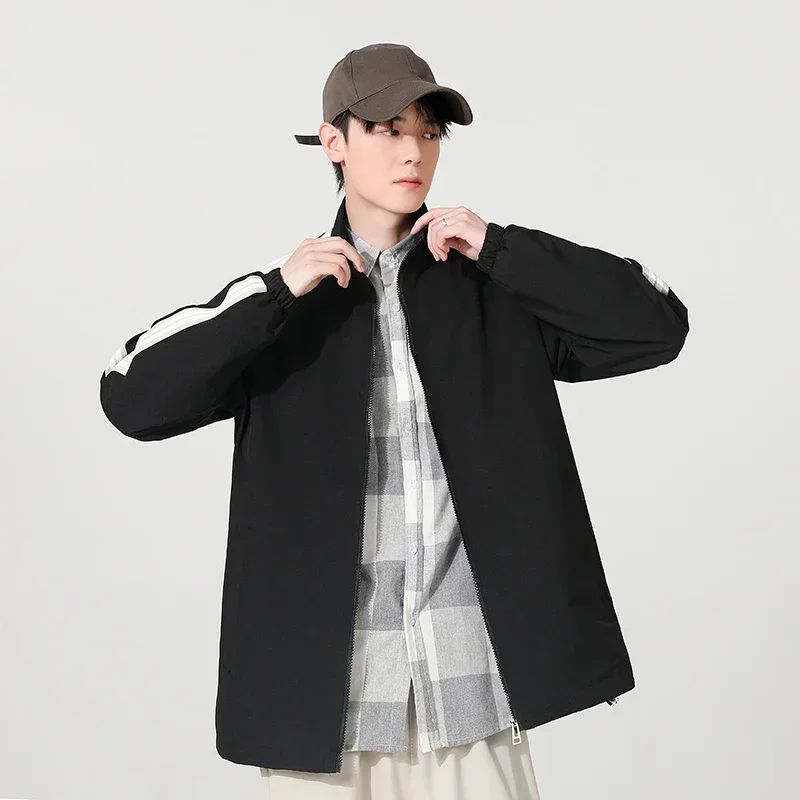 

New Men's Autumn Stand Up Collar Casual American Trend Workwear Sports Couple Loose Windproof Jacket