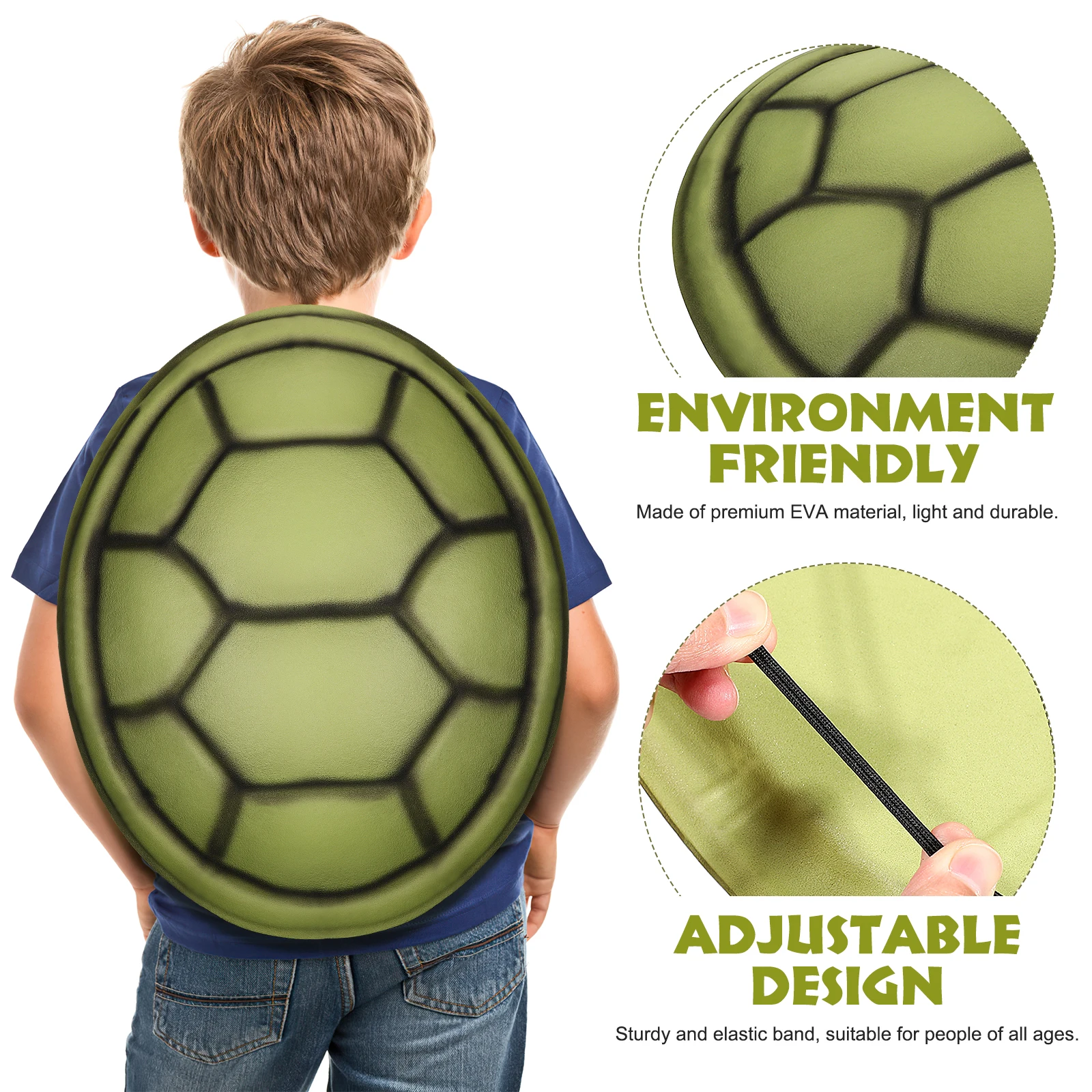 

2 Pcs Halloween Turtle Shell Props Kids Dress up Toy Decorate Olive Green Cosplay Costume