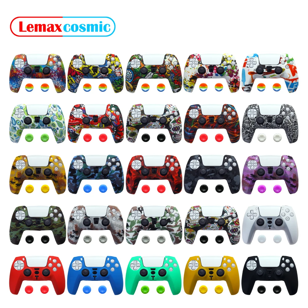 Controller Silicone Gel Housing Watercolor Shell Camouflage Housing Case Cover Thumbstick Cap For Sony Playstation 5 PS5