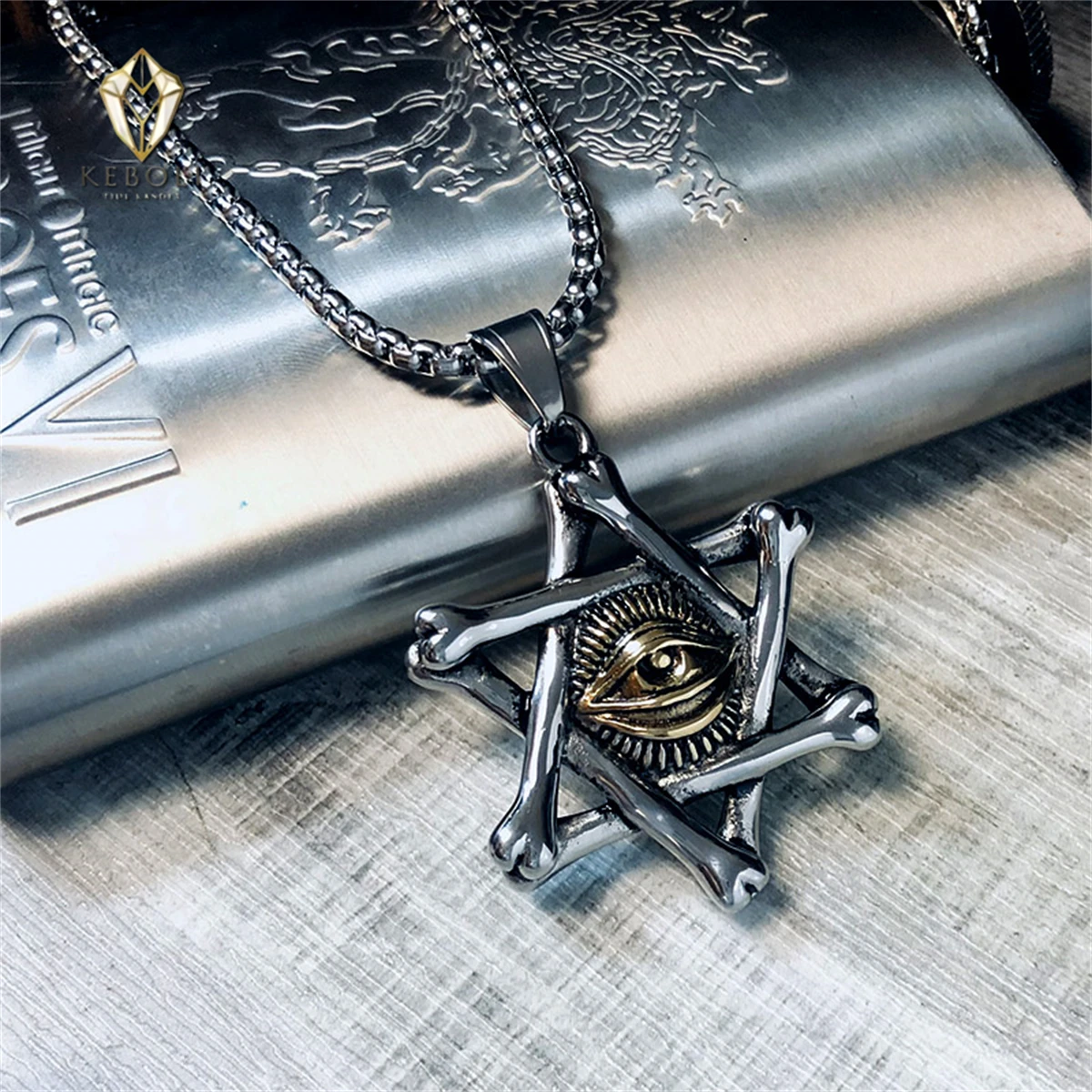 Stainless Steel Fashion Geometric Necklace Men's Personalized Fashion Hip-hop Trend Jewelry Devil's Eye Cthulhu style pendant