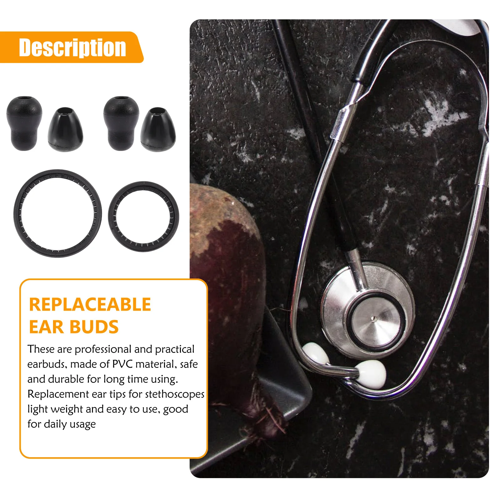 

1Set Stethoscope Replacement Parts Pe Material Earbuds Diaphragm Kit Pediatric Bell Cover Medical Accessories Sound Quality