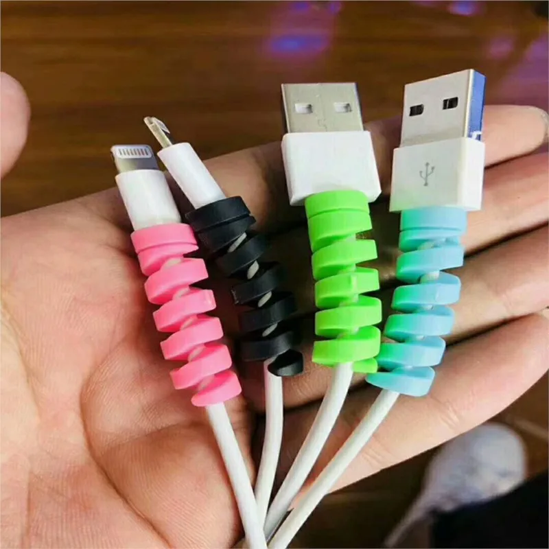 

6pcs Spiral Cable Protector Earphone Cable Office Korean Desk Set Organizer Wire Data Line Winder Wrap Cord Cable Accessories