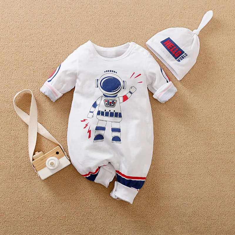 Clothes Baby Boys Spring and Autumn Spaceman Printed  Girls Clothing Cartoon 0-18 months Newborn Baby Newborn Long Sleeve Print