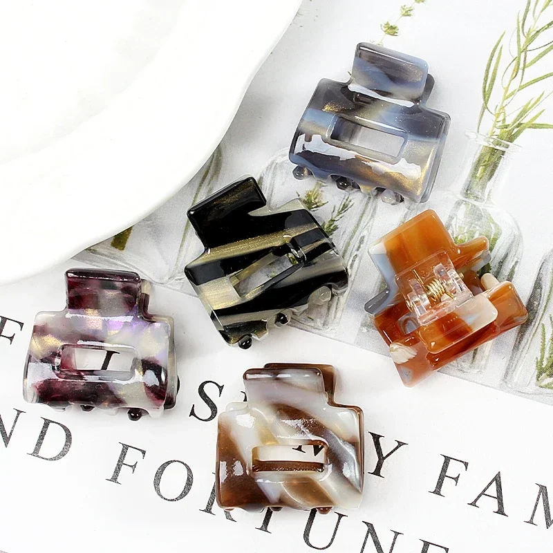 Acetate Mini Square Hollow Hairpin Crab Claw Clip Women's Hair Clips Girls Barrettes Bath Bundle Hair Accessories image 5