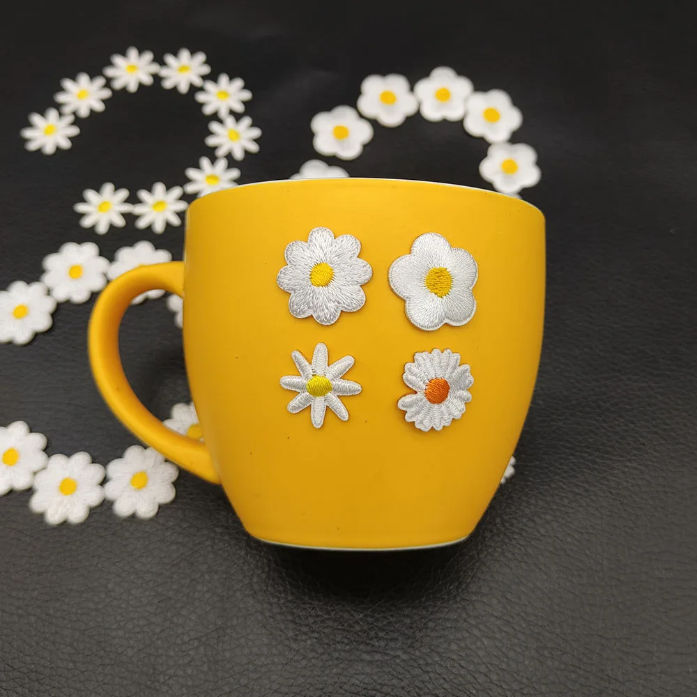10 Pieces Of Daisy Embroidered Patch Flower Parches Para Pegar Con Parche Ropa Termoadhesivo Iron On Patches Set Apliques