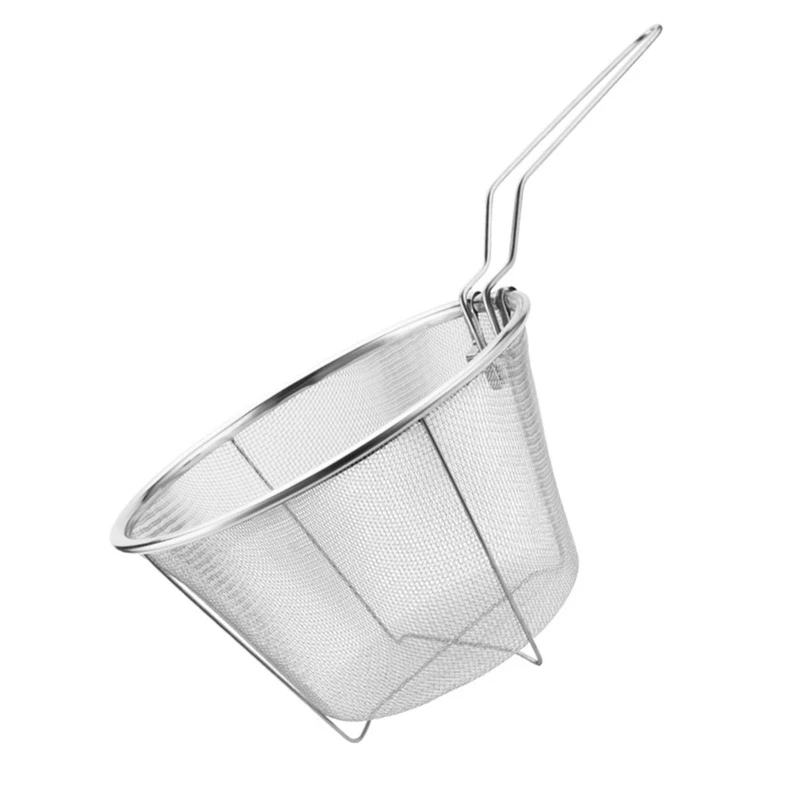 Deep Round Fryer Wire Mesh French Chip Frying Basket 201 Stainless Steel French Fry Serving Strainer Basket with TOP quality