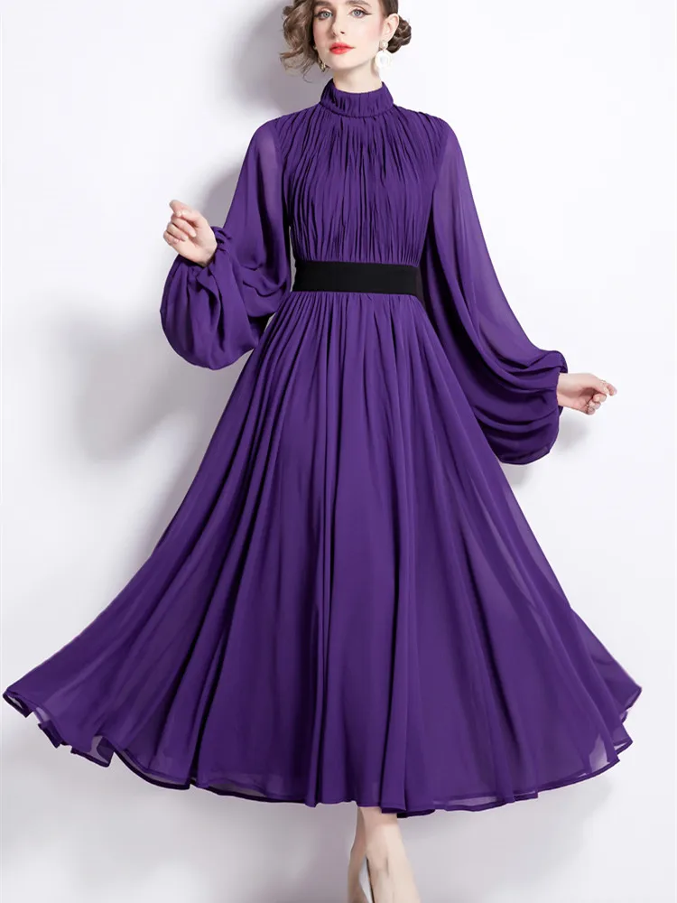 Autumn Purple Dresses Chiffon Long Wedding Guest Gowns Elegant A-LINE Dress Women Wedding Party Mujer Spring Vestidos