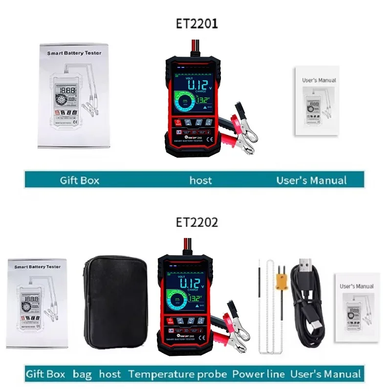 TOOLTOP ET2202 ET2201 Autobatterietester Batterielast 12V 24V Batteriespannung Interne Widerstandserkennung Batterieanalysator – Detail 25