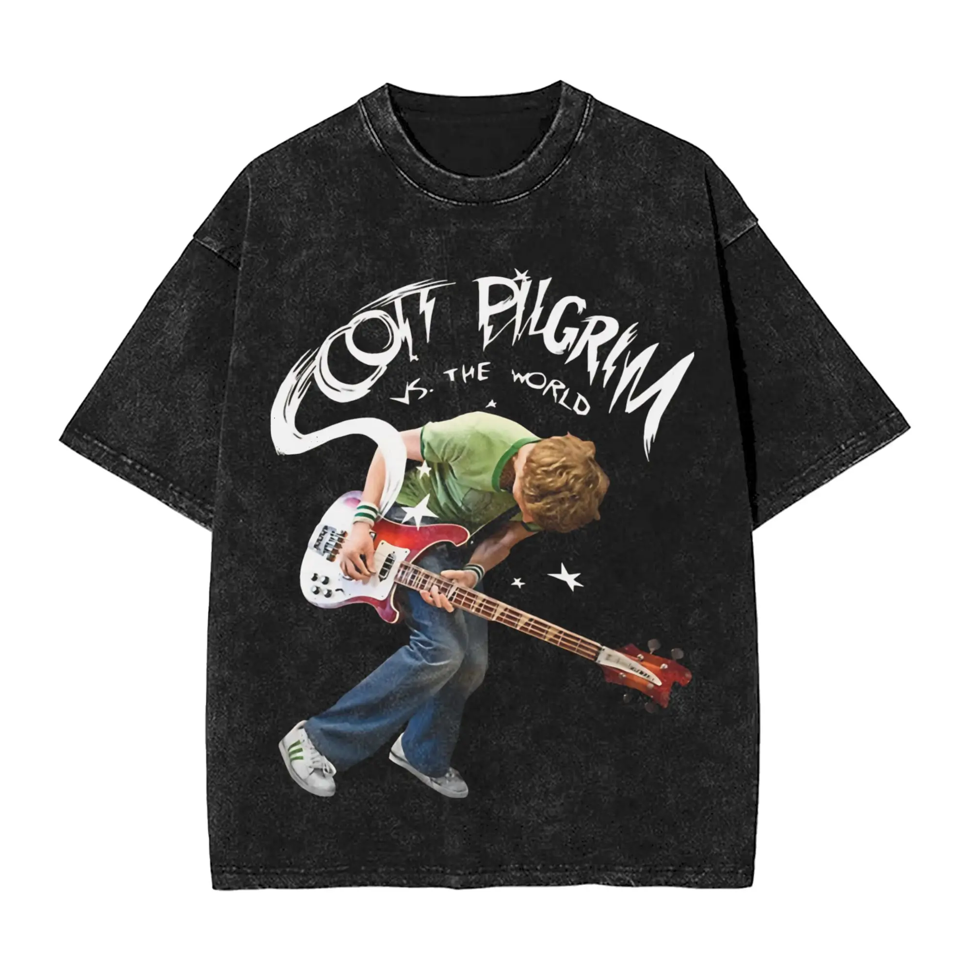 Harajuku Washed Shirt Scotts Pilgrims  Apparel Vintage T Shirt Oversize  Streetwear 100% Cotton Printed Tees