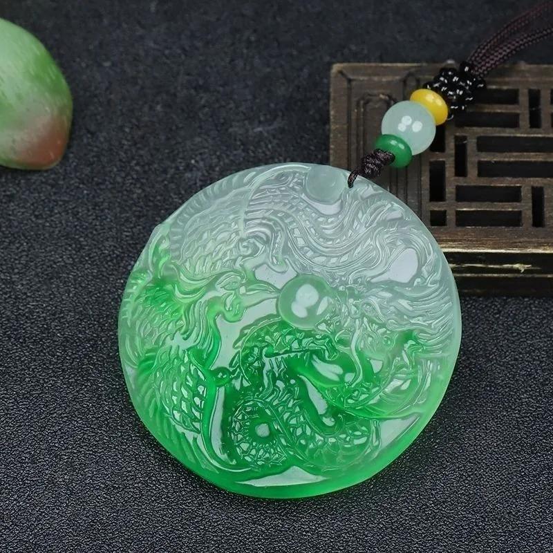 

Natural Dragon Brand Dragon and Phoenix Pendant Round Brand Men's and Women's Neck Accessories