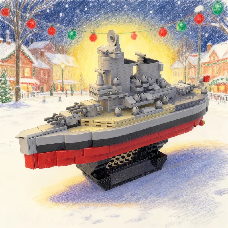 

473pcs MOC Battleship U S Missouri BB 63 Super Deformed Model Building Blocks Architecture Toys Christmas Gifts Education Kids