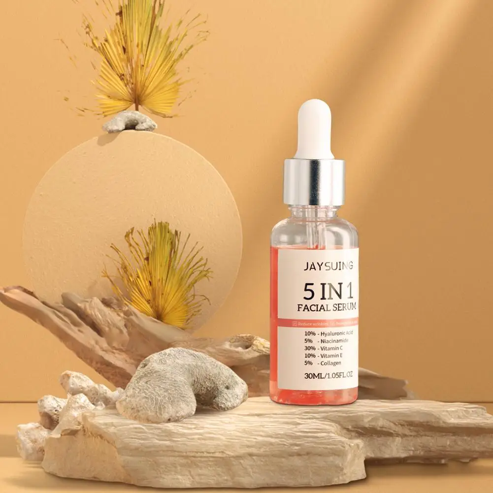 5-in-1-Gesichtsserum, 30 % Vitamin C, feuchtigkeitsspendend, aufhellend, Anti-Falten-Aging, Niacinamid, Hyaluronsäure, Gesichtsserum, Hautpflege, 30 ml – Detail 4