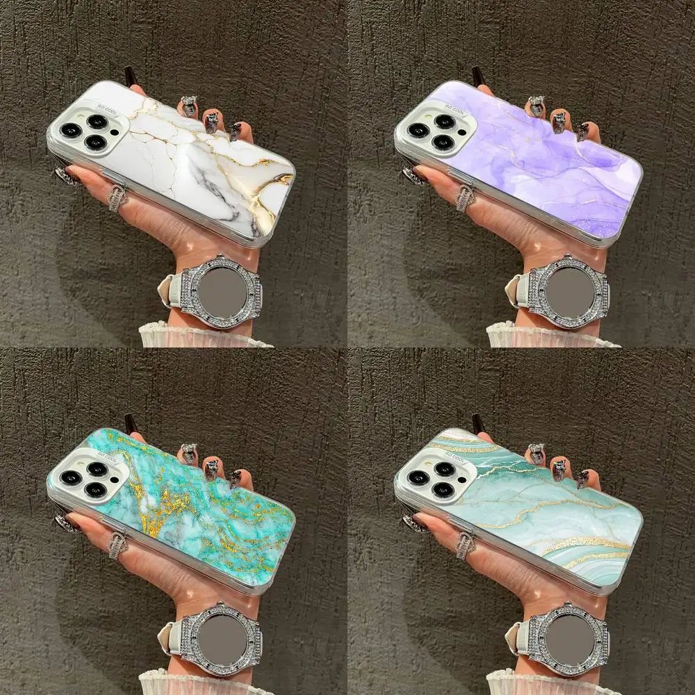 

Fashion Geometric Marble Phone Case For iPhone 16,15,14,13,12,11,Mini,Pro,E,XS,SE4,MAX White IMD Box