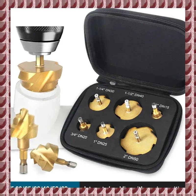 

A95G PPR Lifting,Stepped Drill Bit 6Pcs Tool Set Hexagon Shank Water Pipe Connection Tool 20-63Mm For Water Pipe Reaming