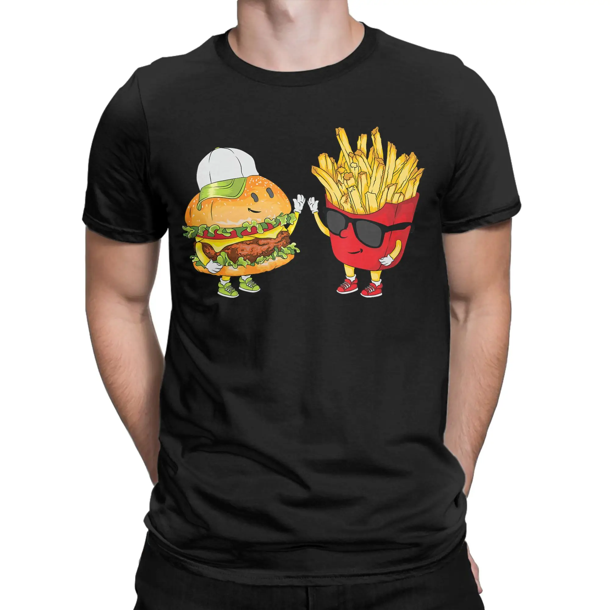 Men Hamburger French Fries Combo Snacks Fast 		 T Shirts  100% Cotton Clothes Funny Short Sleeve O Neck Tee Shirt Adult T-Shirts