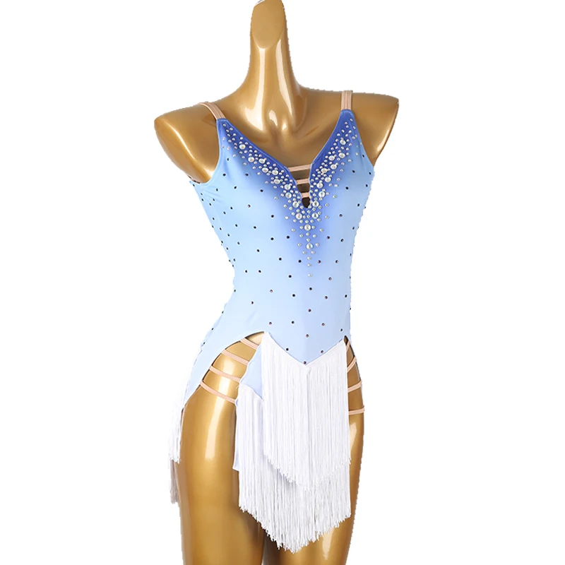 2025 라틴 댄스 태슬 드레스 여성 성인 및 아동 맞춤 탱고 차차 삼바 전문 공연 의상