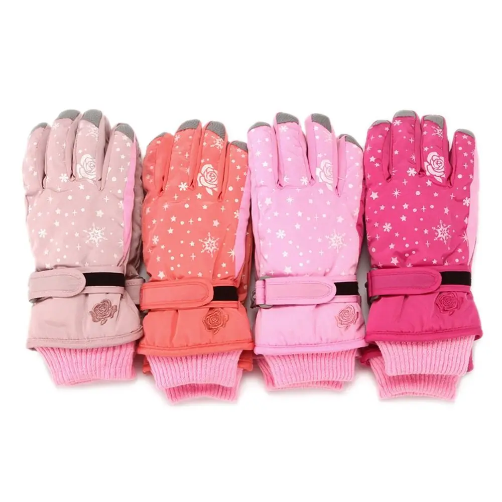 Kids Gloves Winter Warm Windproof Thicken Mittens For 5-8Years Girls Outdoor Sports Snow Snowboard Children Skiing Gloves