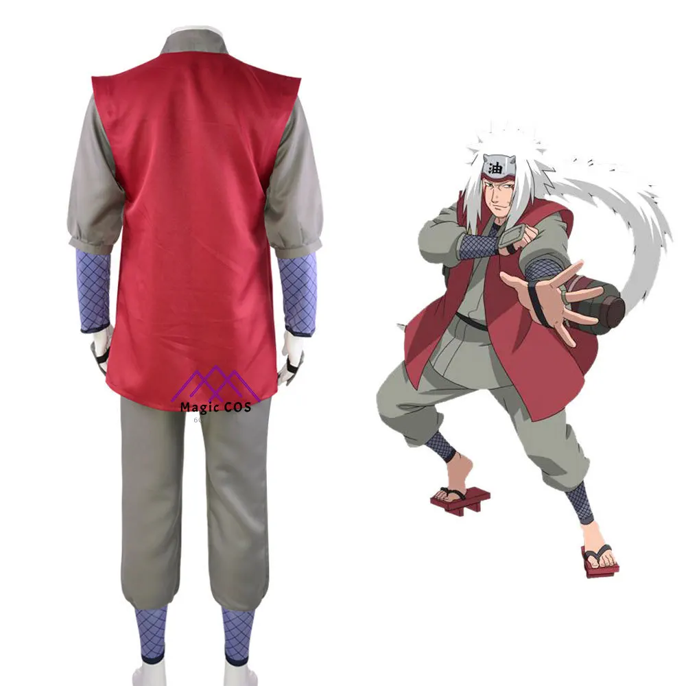Costume de Cosplay Anime Jiraiya, vêtements de jeu de rôle, ensemble complet avec couvre-chef pour hommes adultes, costumes de fête d'halloween
