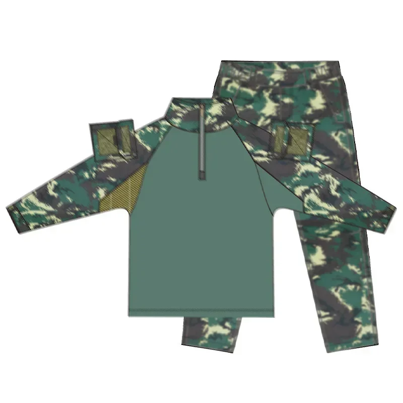 Conjuntos de camisas y pantalones de camuflaje táctico para niños, ropa de campamento de entrenamiento de jardín de infantes, traje de rana al aire libre, Verano