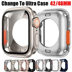 Change To Ultra PC Case for Apple Watch 10 42MM 46MM Screen Protector Cover Tempered Glass for IWatch 10 Series Smartwatch