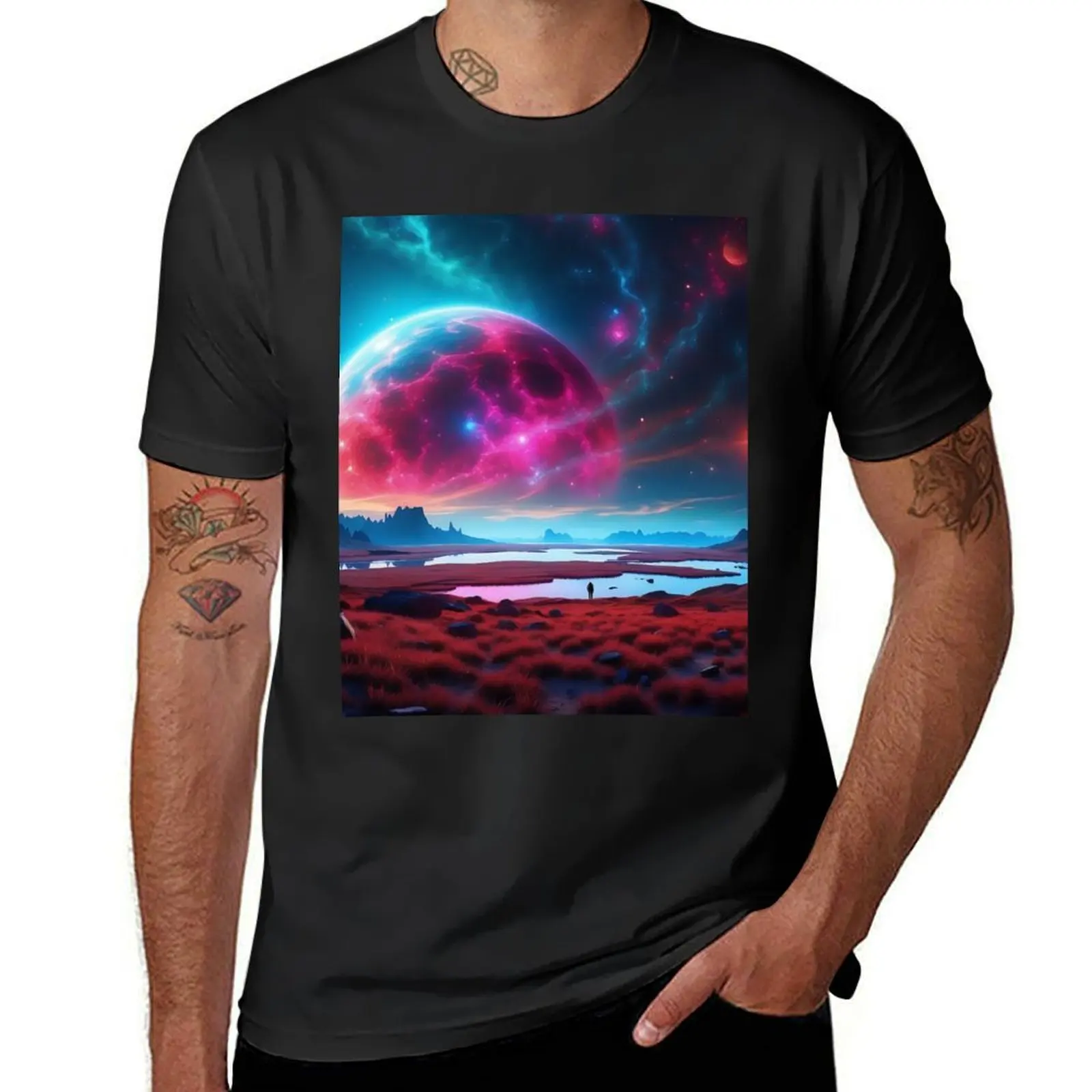 Cosmic Vista: Interstellar Beauty Beyond Earthly Bounds T-Shirt oversizeds customs design your own men t shirts