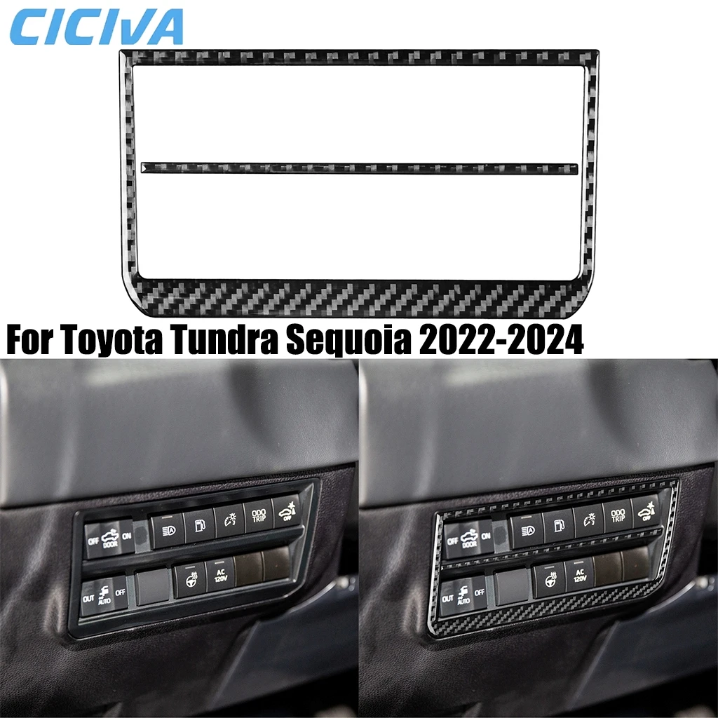 

For Toyota Tundra Sequoia 2022-2024 Carbon Fiber Dashboard Headlight Switch Decorative Interior Car Accessories Cover Sticker