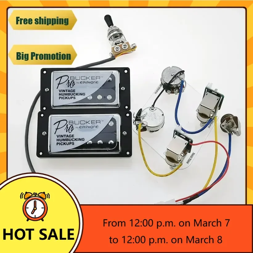 

Q-X Music Store-Standard Pickups Humbucker Classic Alnico Bucker PRO Guitar Pickups 4C with Wiring Harness