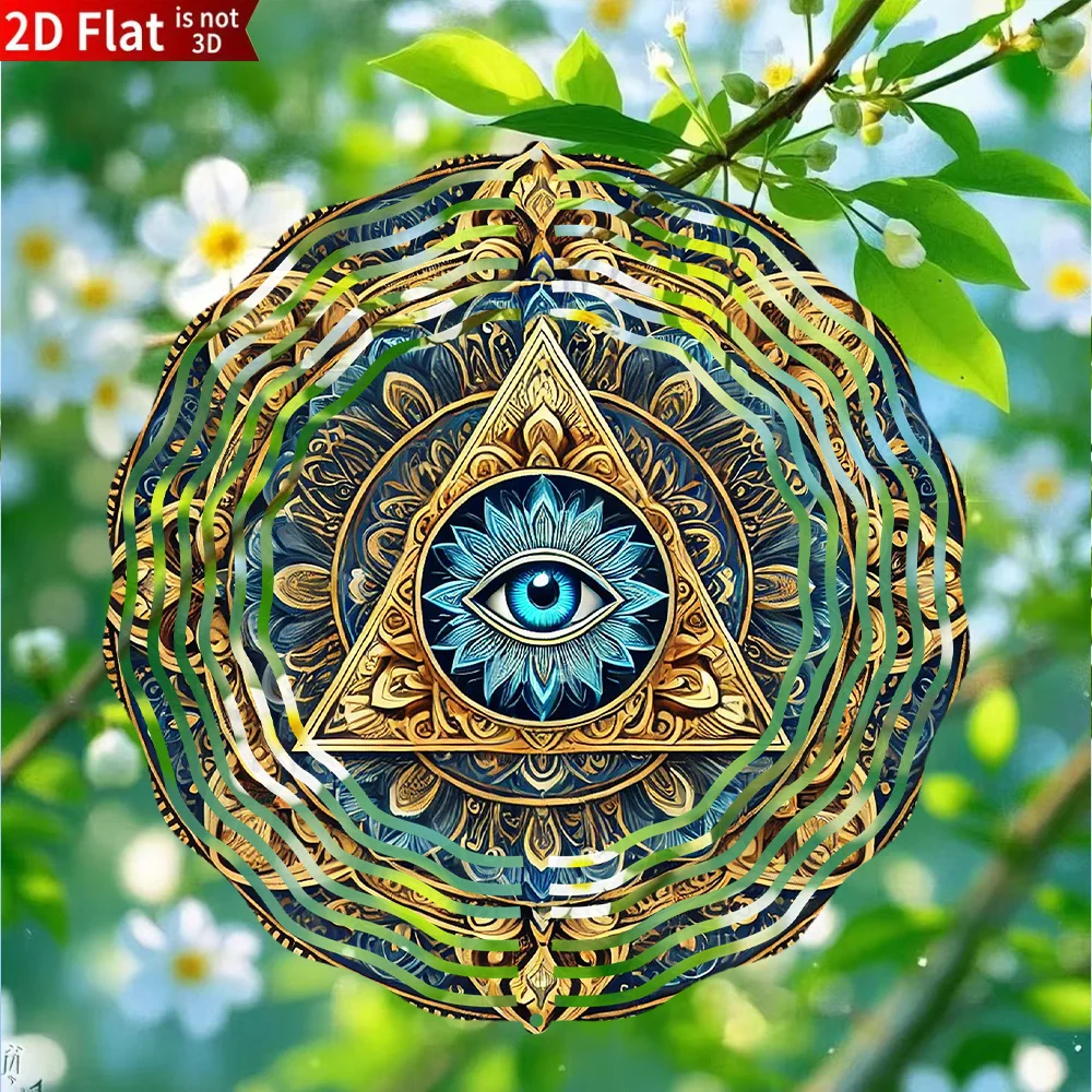 CIFbuy 2D Metal Wind Chimes Christmas Halloween Dia De Los Muertos Spinning Eye of Horus Outdoor Garden Yard Patio Decor Gift