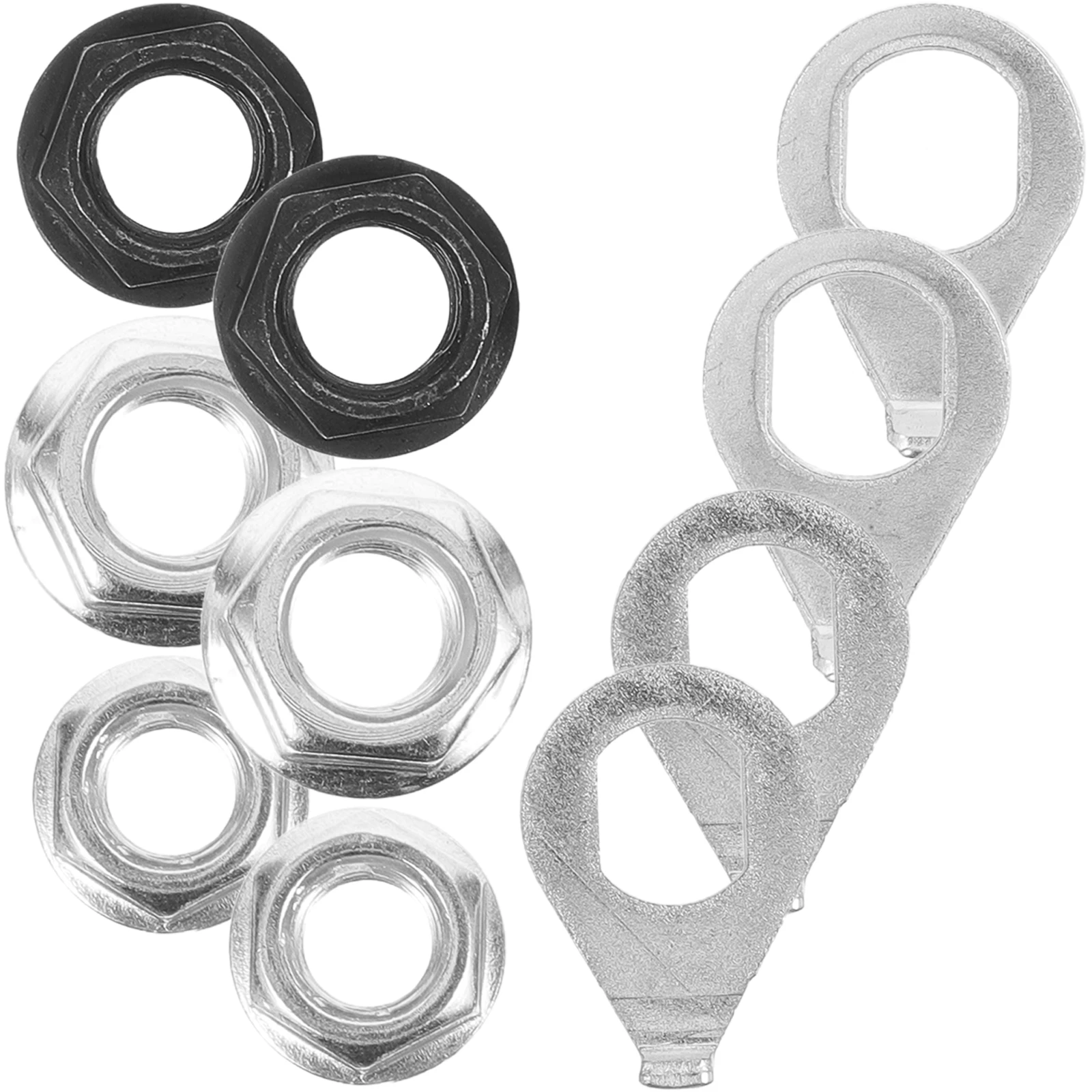

6 set Bicycle Hub Gasket Kit 6 Sets +10 Flange Hanger Nuts M9.5 Axle Safety Hooks Carbon Steel Washers Replacement