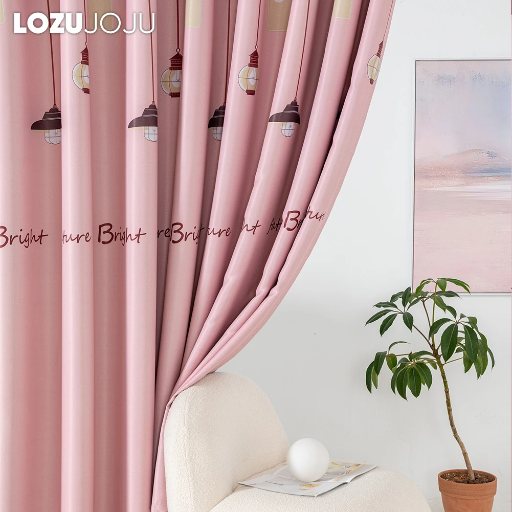 LOZUJOJU Grey Cartoon Printed Curtain Blackout Window Drapes Blinds for Kids Children Room Home Decor 1PC