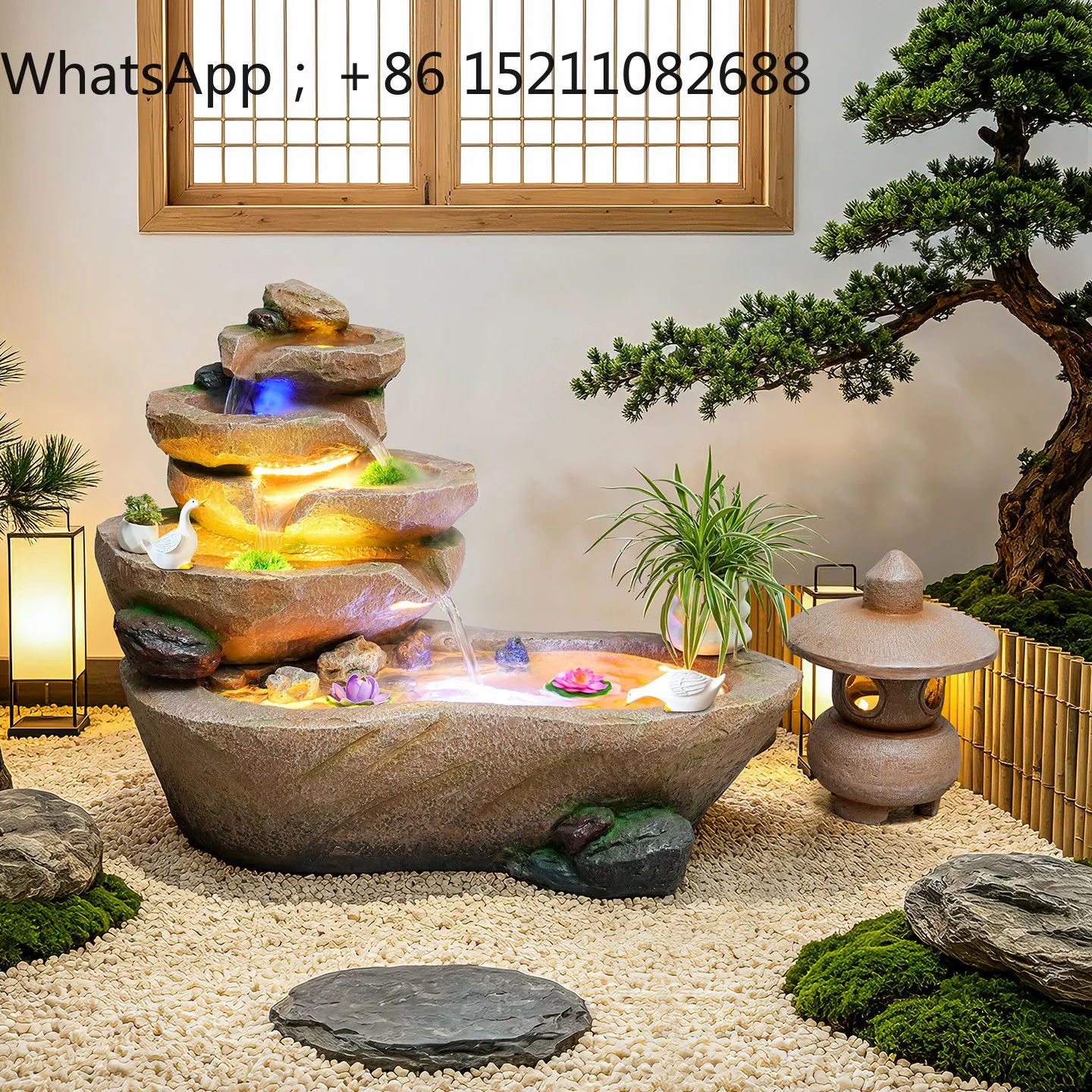 SCY courtyard flowing water ornament multi-layer waterfall living room balcony rockery courtyard garden water feature decoration