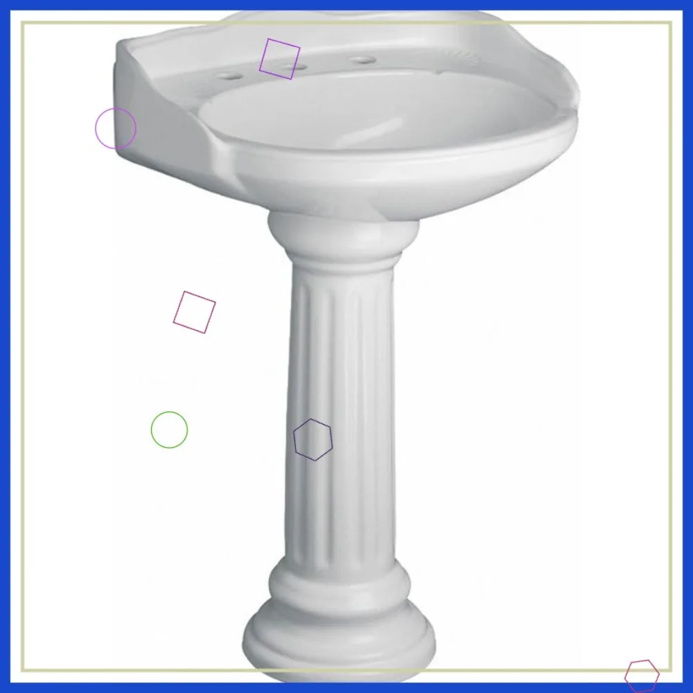 

8 Inch Widespread Pedestal Lavatory Sink, Vitreous China Bathroom Vanity Basin with Overflow