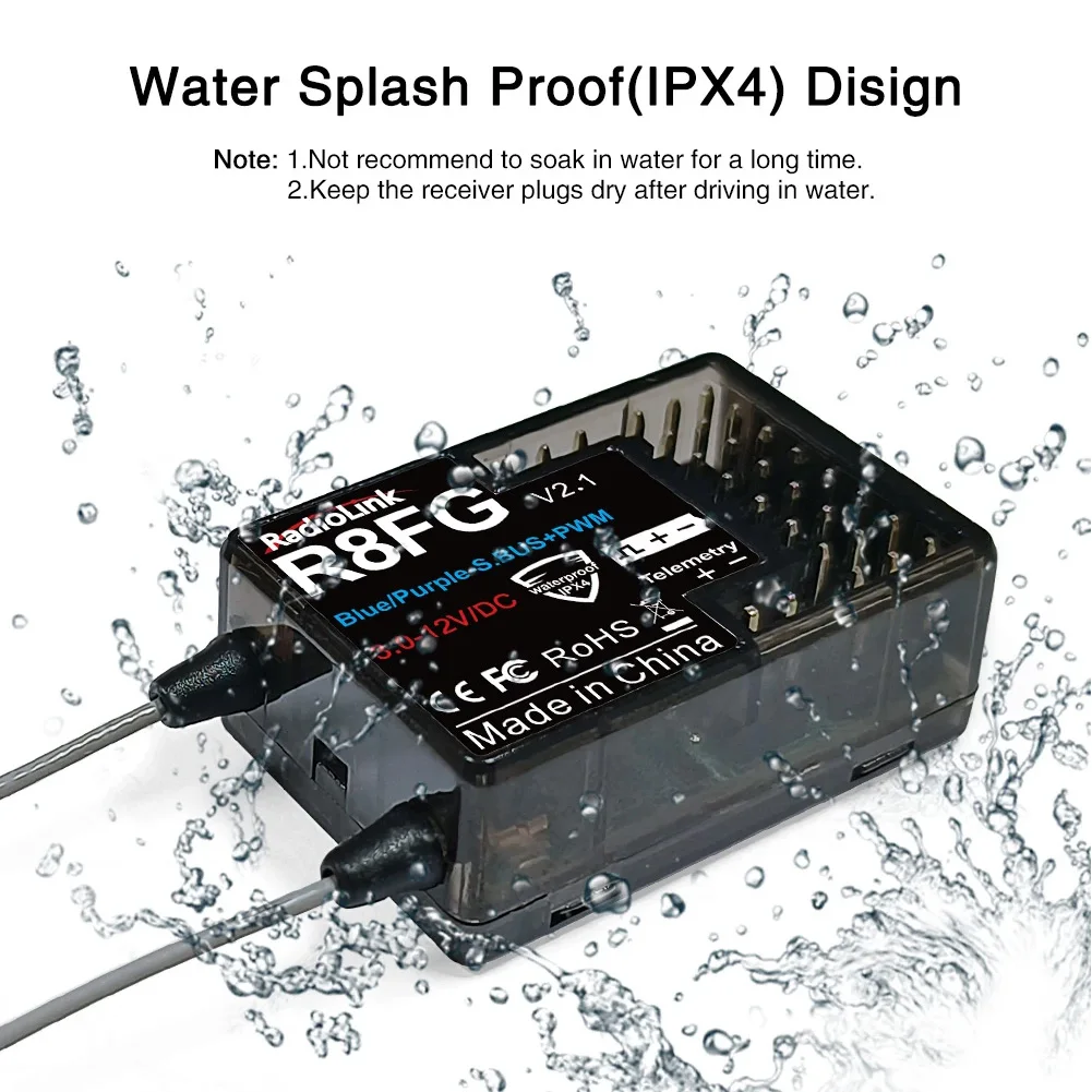 Radiolink R8FG 8 Channle 2.4G Gyro RC Receiver for Car Boat RC8X RC6GS RC4GS T8S T8FB