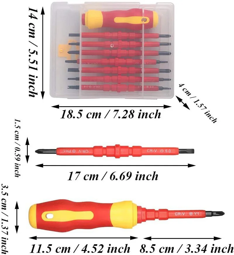 7in1 500V Precision Magnetic Handle Screw Screwdrive Tools Kit +Box For Mobile Phone Laptop   Repair TV lED LIGHT