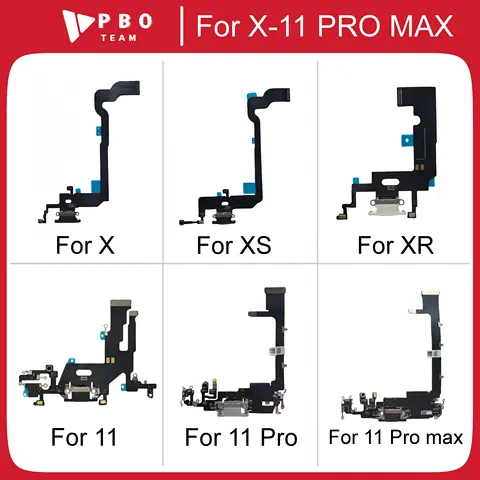 Câble flexible de Port de chargement USB, 1 pièce, pour iPhone X XS XS MAX XR 11 pro Max, connecteur de chargeur avec remplacement flexible de Microphone