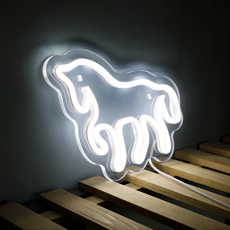 Paard Led Neon Bord Wit Neon Licht Voor Kid Cadeau Huis Kamer Decor Nachtverlichting Voor Slaapkamer Babykamer Usb Power