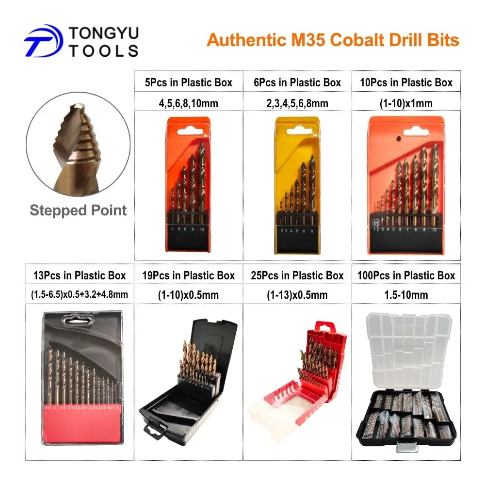 

M35 Cobalt Drill Bit Set DIN338 HSS Co5% Twist Bit for Stainless Steel Hard Metal Stepped Point