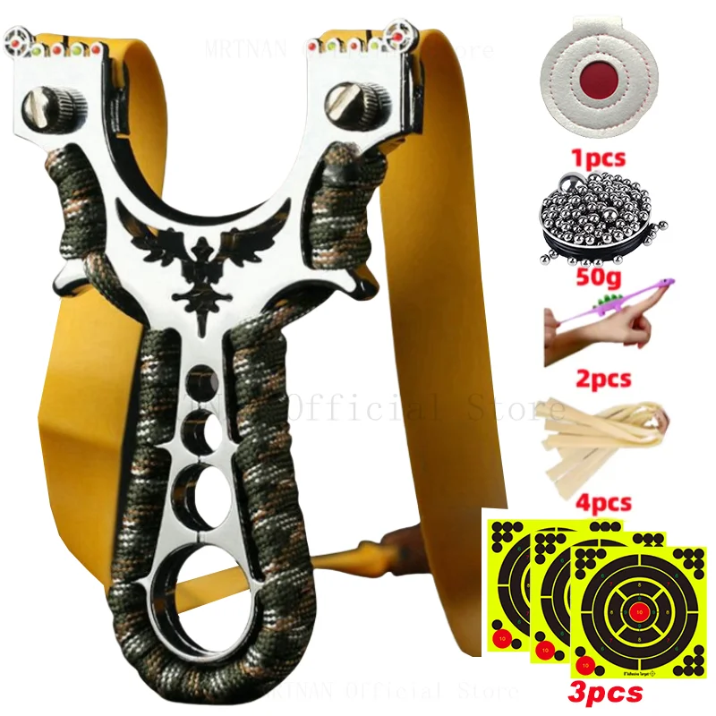 

Laser Stainless Steel Slingshot Metal Flat Rubber Band High-precision Slingsshot Outdoor Fast Pressure Shooting Acessories