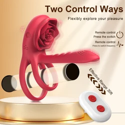 Cockring Couple Vibrator with Dual Motor Wireless Cock Penis Ring Adult Sexy Toys for Men Delay Ejaculation Penisring Vibrating