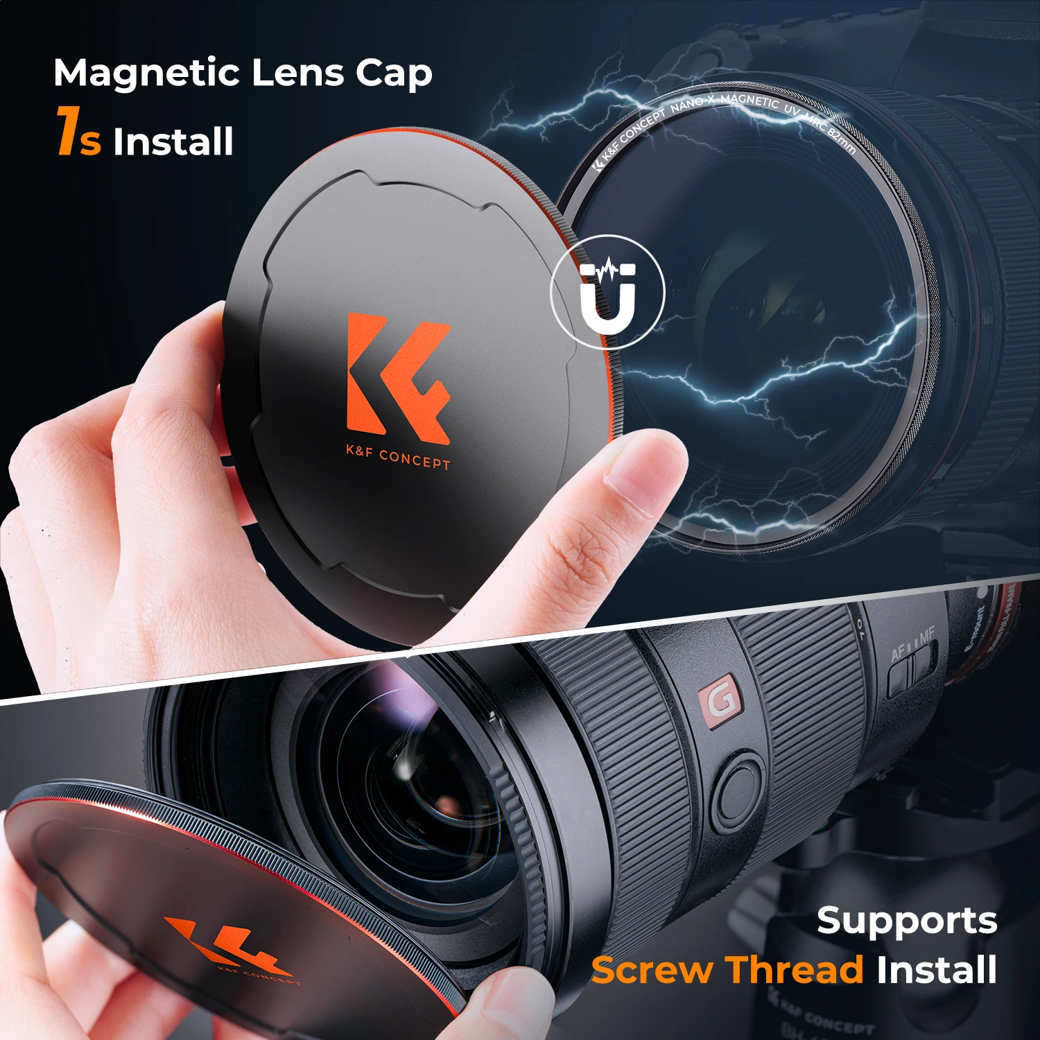 K&F Concept Nano-X Magnetic UV Protection Filter with Magnetic Lens Cap 49mm 58mm 67mm 72mm 77mm 82mm for Camera Lens