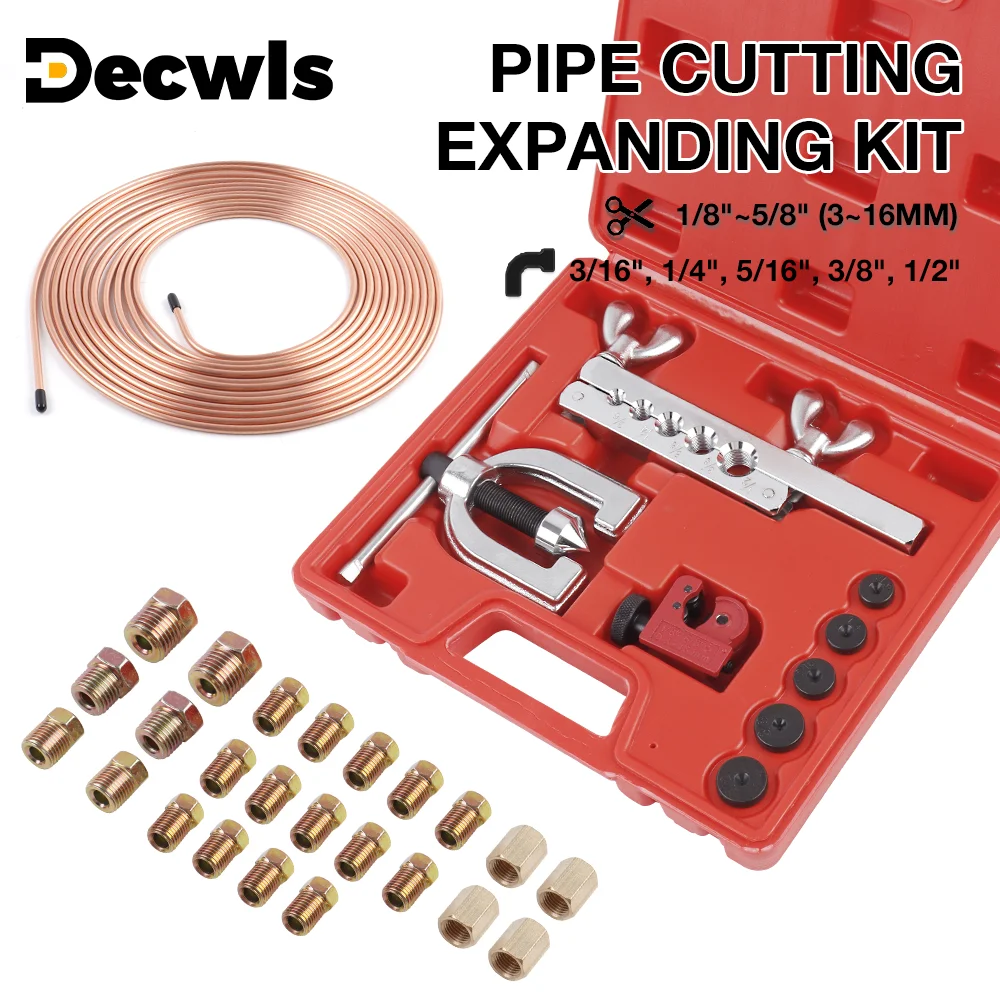 25ft 3/16 Inch Automotive Brake Hose Repair Kits, Flaring And Cutting Kits, Fuel Hose Brake Hose Double Single Flaring Tool Kits