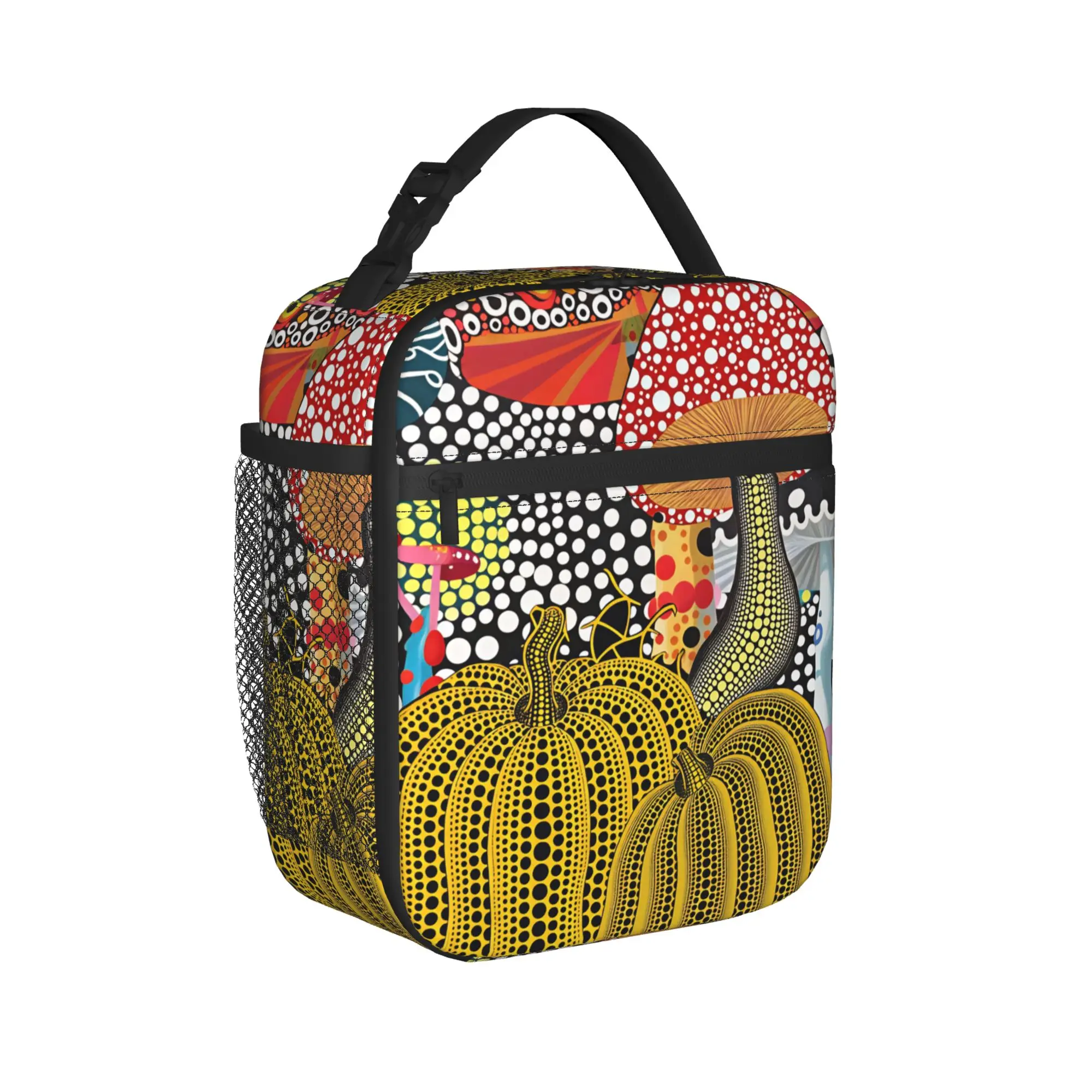 Yayoi Kusamas Lunch Bag  Leisure Lunch Box Outdoor Picnic Portable r Thermal Tote Handbags For Child Oxford Custom Cooler Bag