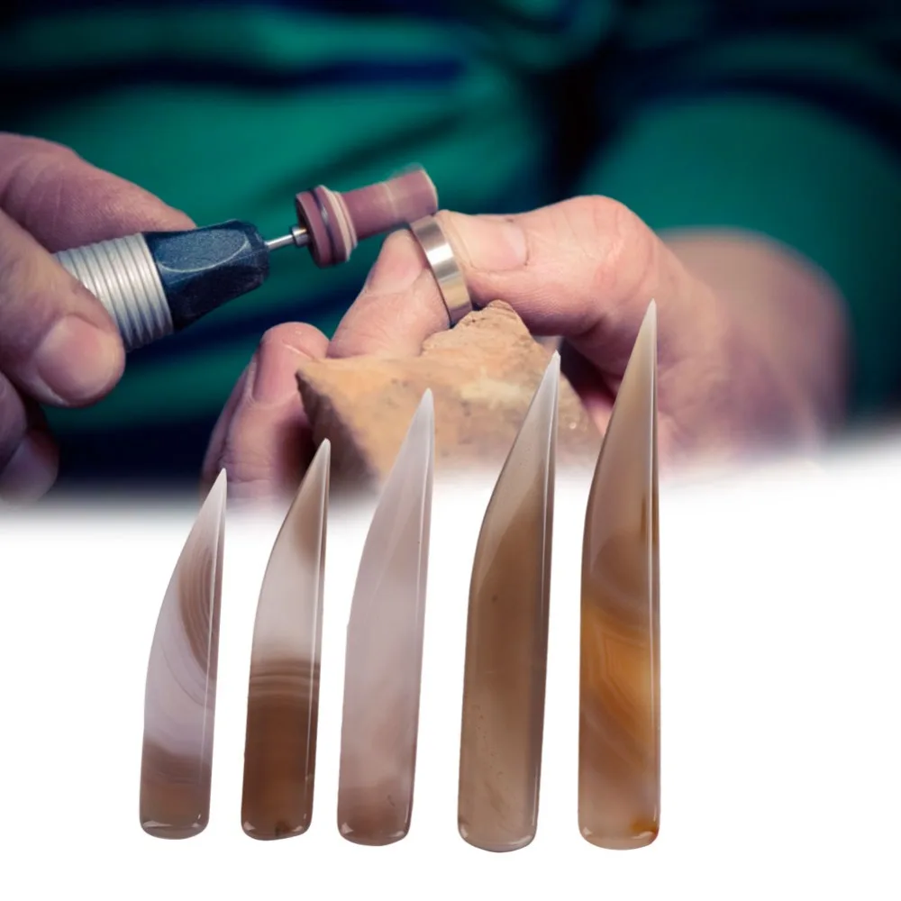 

5pcs Gray/Red Color Jewelry Making Tool Agate 8cm 9cm 10cm 11cm 12cm Agate Burnisher Jewelry Polishing Tool Clay Craft