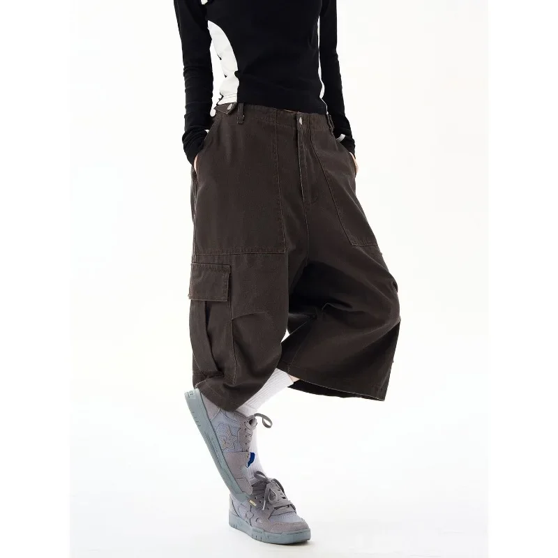 Deeptown-pantalones Cargo Vintage Y2k para mujer, pantalón corto holgado de gran tamaño, estilo Harajuku, moda urbana coreana