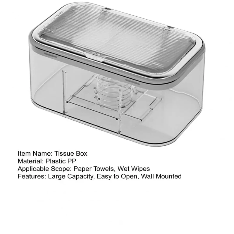 Wall-Mounted Wet Wipes Holder Wall Mounted Wet Wipes Dispenser Box With Capacity Easy Open Spring Plate Multifunctional image 3