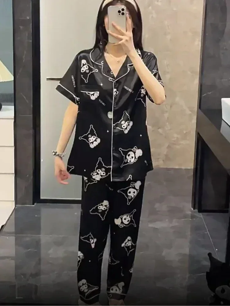 2024 Sanrio Pajamas Kuromi Pachacco Cinnamoroll Three-piece Set Short-sleeved Trousers Shorts Suit Spring And Autumn Home Clothe