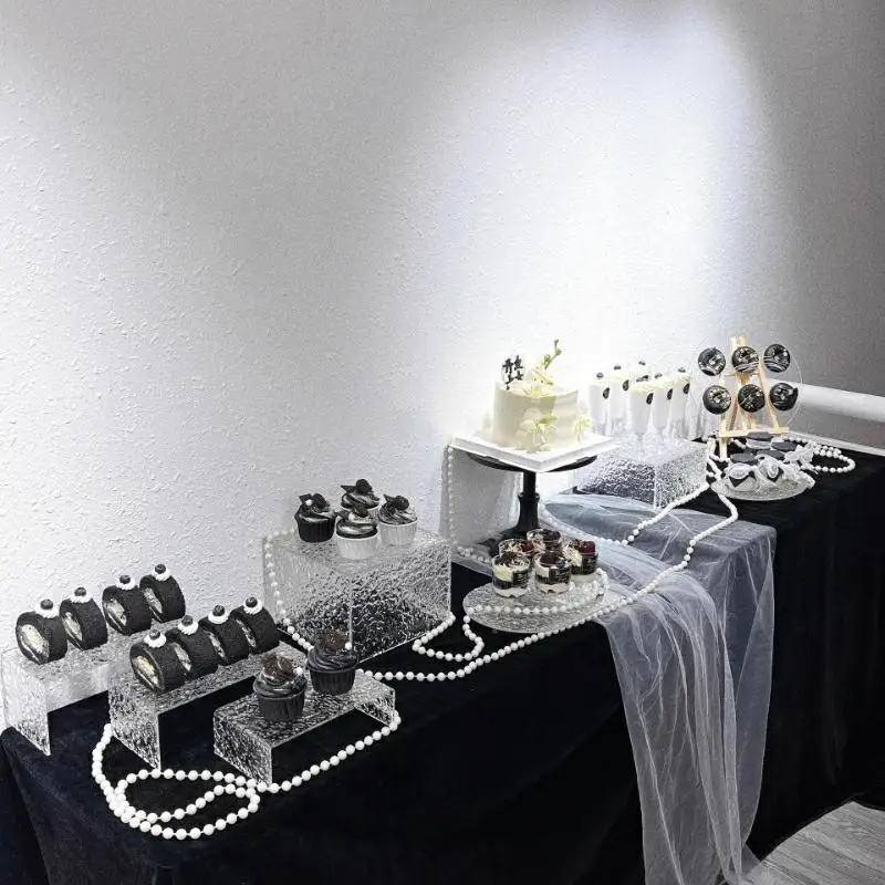 

13 PCS Acrylic Ripple Dessert Stand for Wedding Outdoor Picnic Banquet Buffet Business Tea Breaks Display Glass Tableware