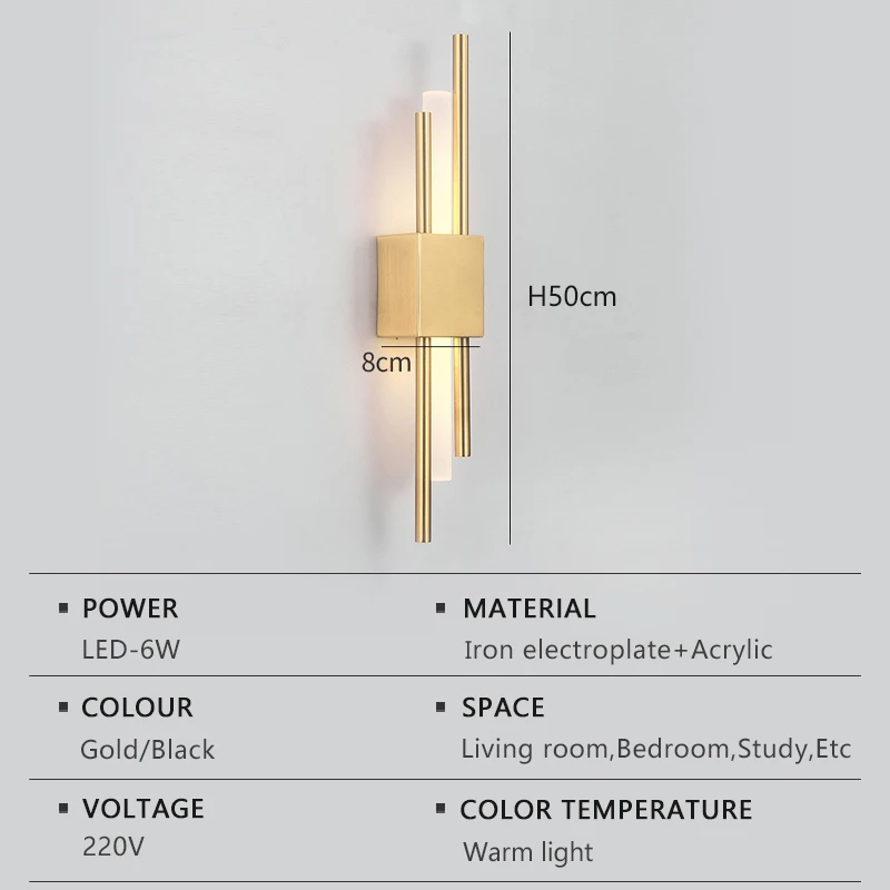 Lampada da parete moderna a LED Lampada da parete per illuminazione da bagno per interni nordici Lampada da parete decorativa per corridoio, soggiorno, camera da letto, comodino